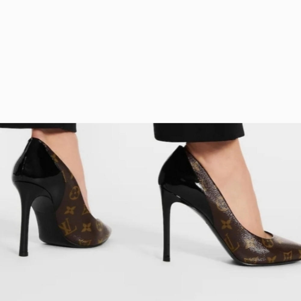 Authentic Louis Vuitton Monogram Cherie Pumps 38 Black